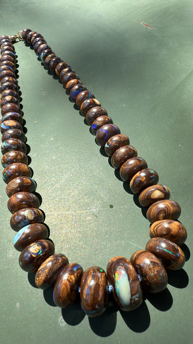 AUSTRALIAN BOULDER OPAL RONDELLE NECKLACE