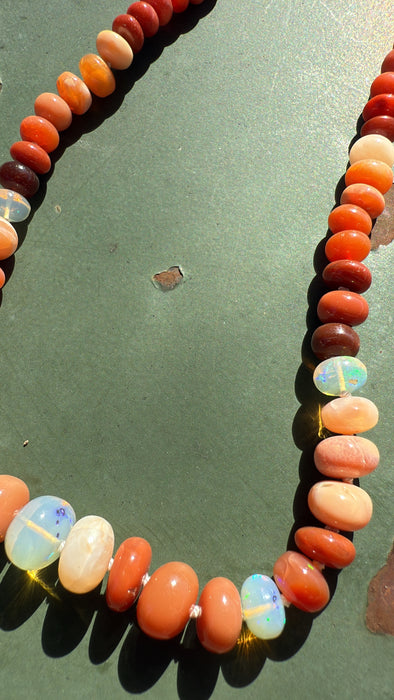 ONE OF A KIND MEXICAN FIRE & ETHIOPIAN OPAL NECKLACE