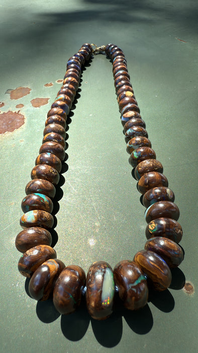 AUSTRALIAN BOULDER OPAL RONDELLE NECKLACE