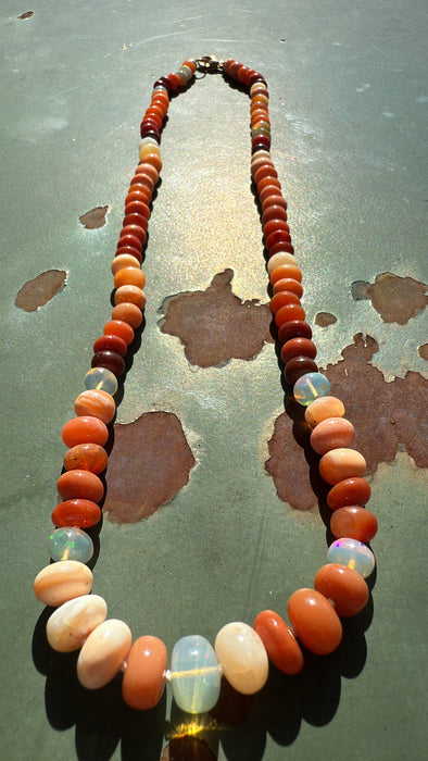 ONE OF A KIND MEXICAN FIRE & ETHIOPIAN OPAL NECKLACE