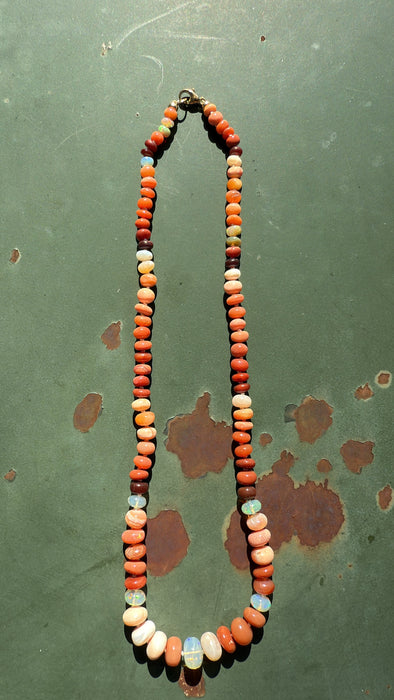 ONE OF A KIND MEXICAN FIRE & ETHIOPIAN OPAL NECKLACE