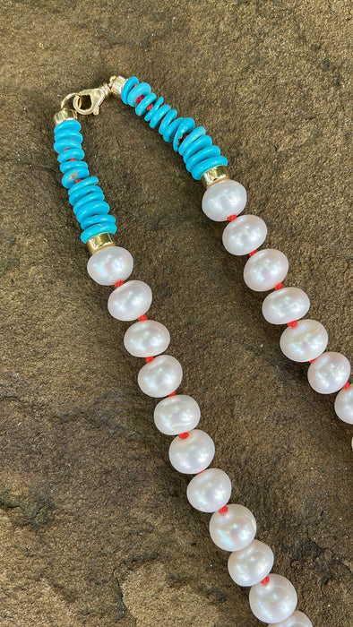PEARL & HEISHI TURQUOISE NECKLACE