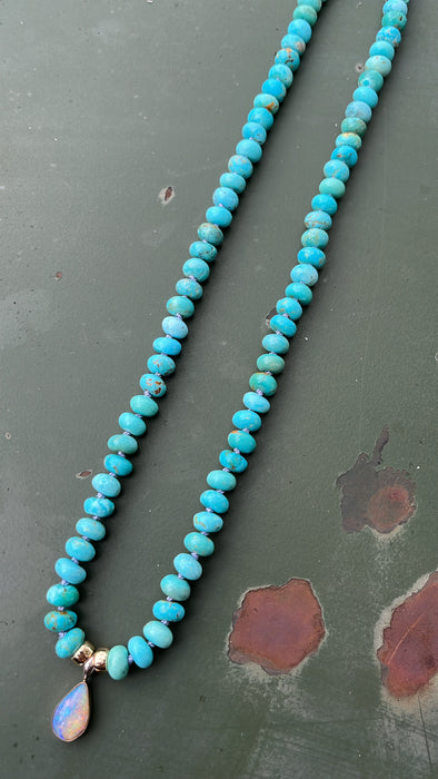 ONE OF A KIND TURQUOISE AND PIPE OPAL NECKLACE