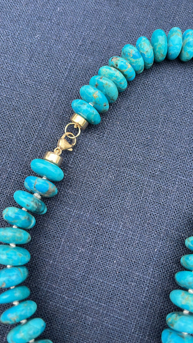 ONE OF A KIND TURQUOISE RONDELLE NECKLACE-12mm
