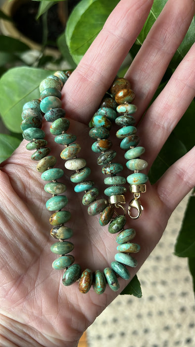 ONE OF A KIND GREEN TURQUOISE RONDELLE NECKLACE